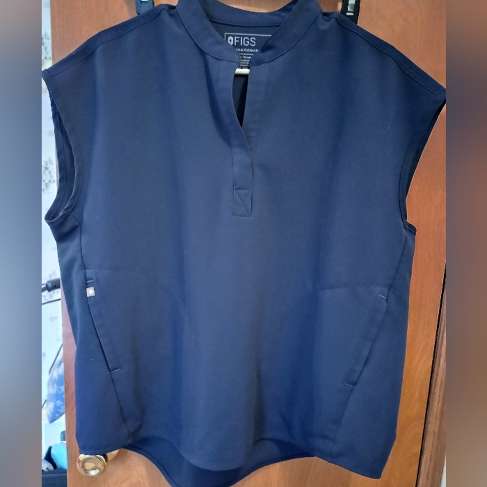 Figs Navy Blue Rafaela Top
